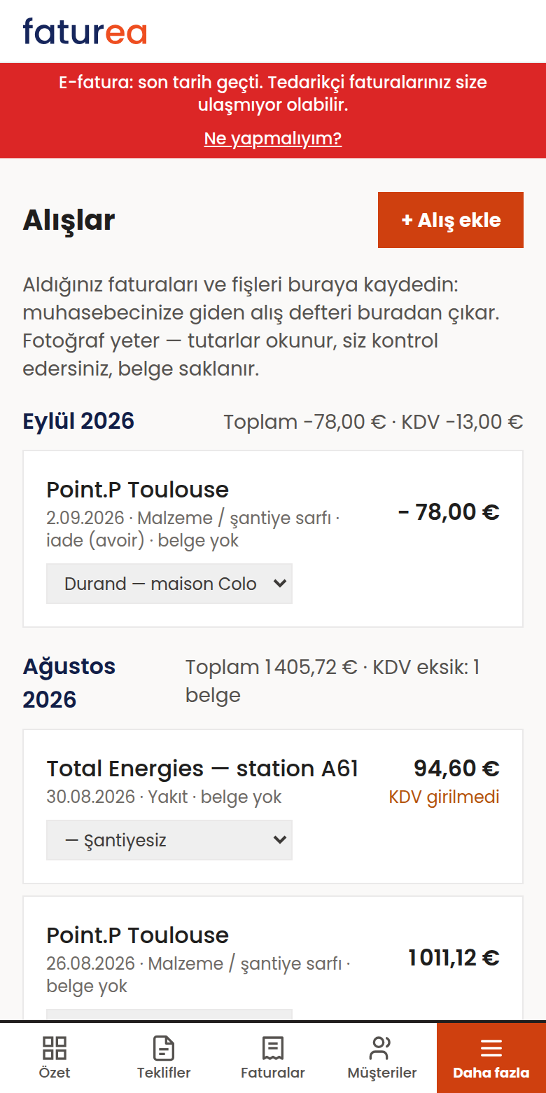 Aldığım faturaları da sisteme girebilir miyim?