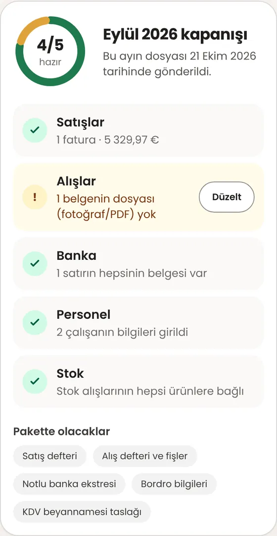 Geçen ayı muhasebecime göndermeden önce neyin eksik olduğunu nasıl görürüm?