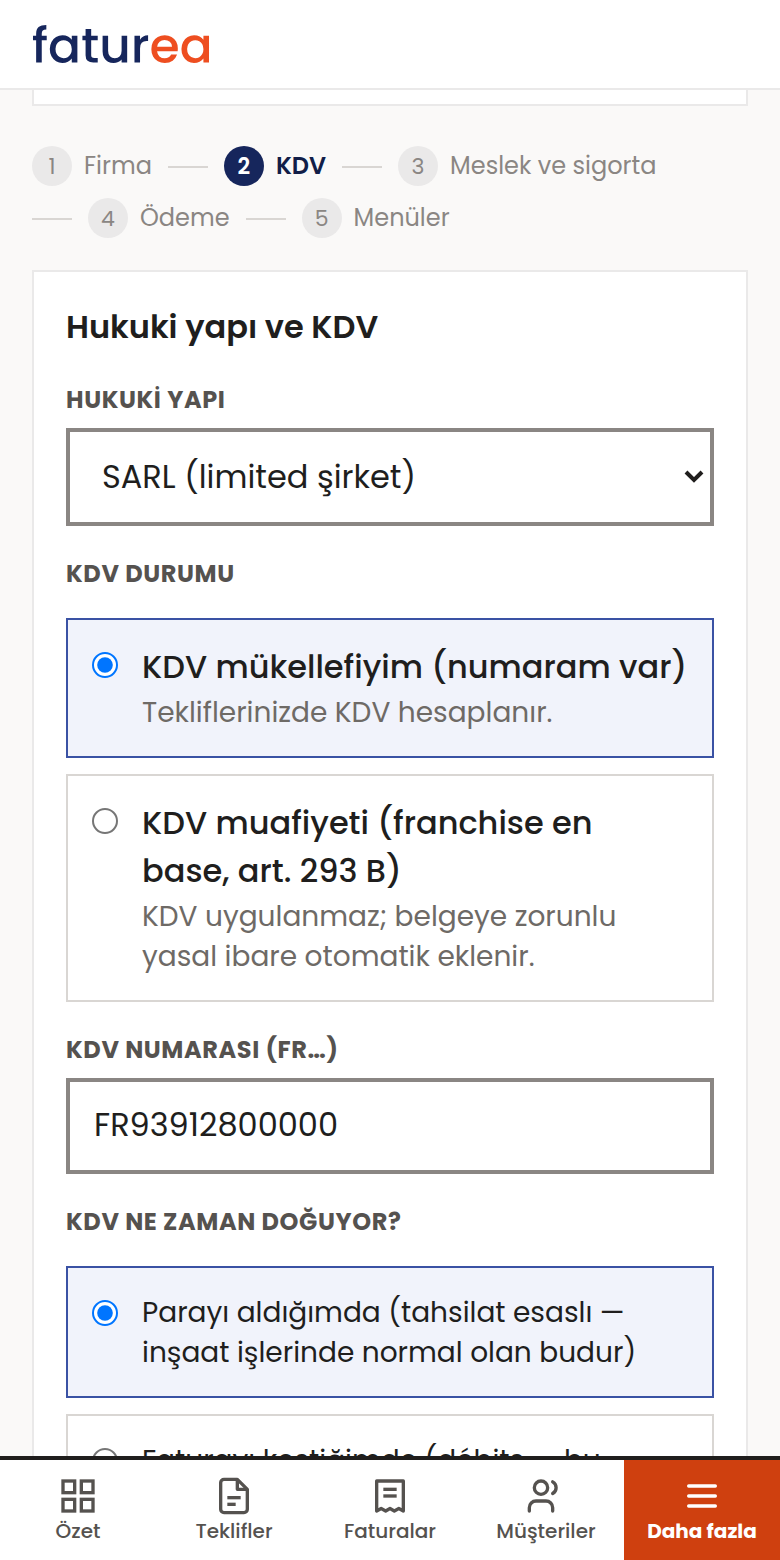 KDV muafiyetim var (franchise en base), ne yapmalıyım?