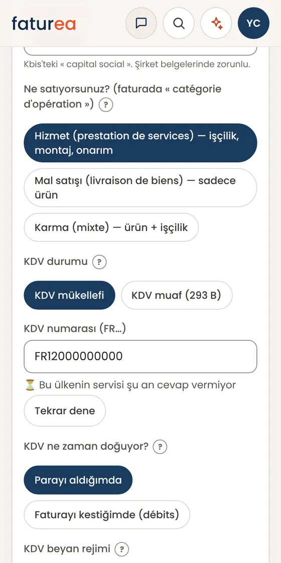KDV muafiyetim var (franchise en base), ne yapmalıyım?