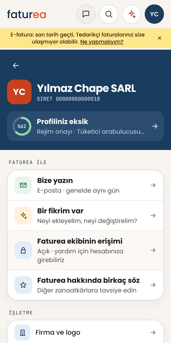 SIRET'i (veya bir müşterininkini) elle yazmak zorunda mıyım?