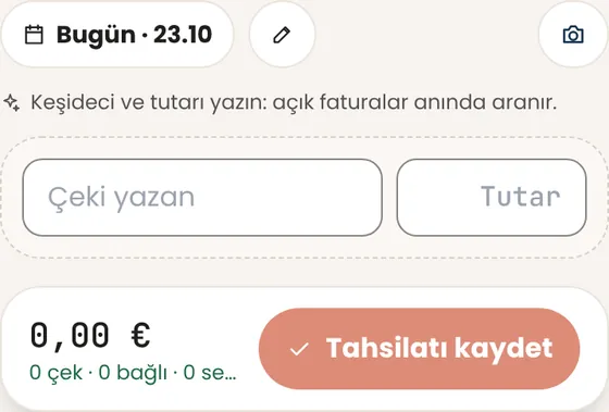 Bankaya çek götürüyorum — bunları nasıl kaydederim?