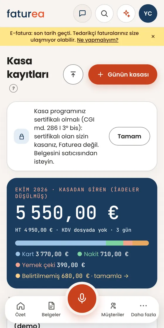 Kasa raporumu buraya nasıl aktarırım?