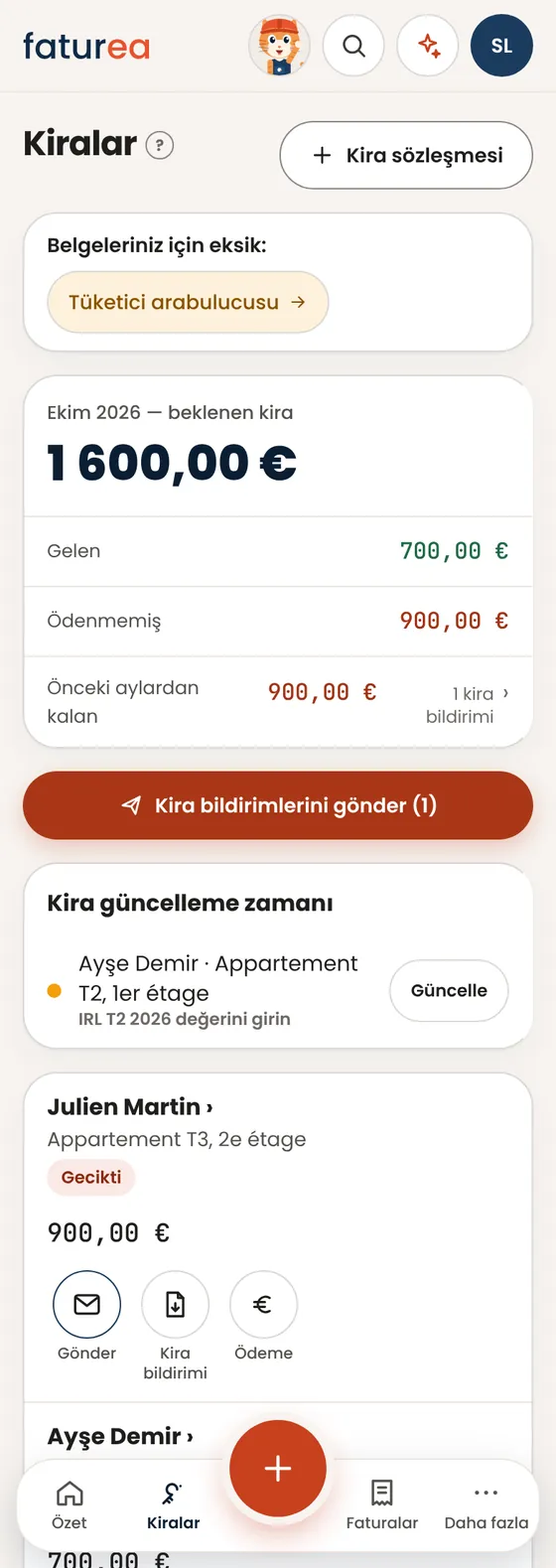 Kiracıma her ay kira bildirimi (avis d’échéance) nasıl gönderirim?