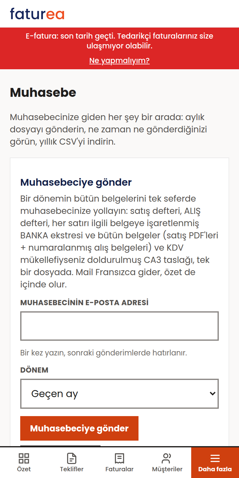Muhasebecime ne zaman ne gönderdiğimi nereden görürüm?