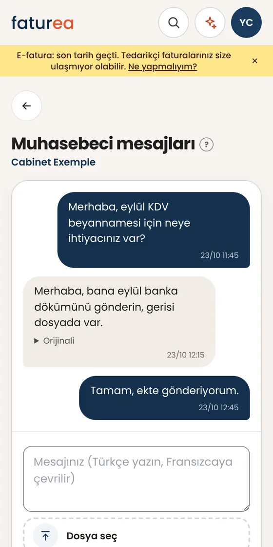Muhasebecime Faturea içinden nasıl yazarım?