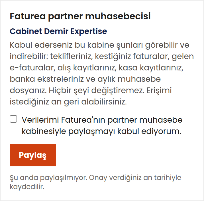Muhasebecim belgelerimi kendisi görebilir mi?