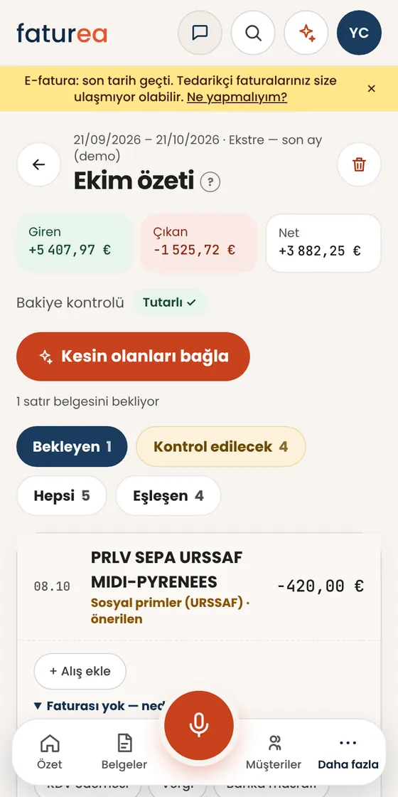 Banka hareketlerini faturalarla nasıl eşleştiririm?