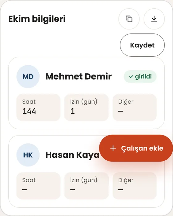 Çalışanlarımın saatlerini muhasebeciye nasıl bildiririm?