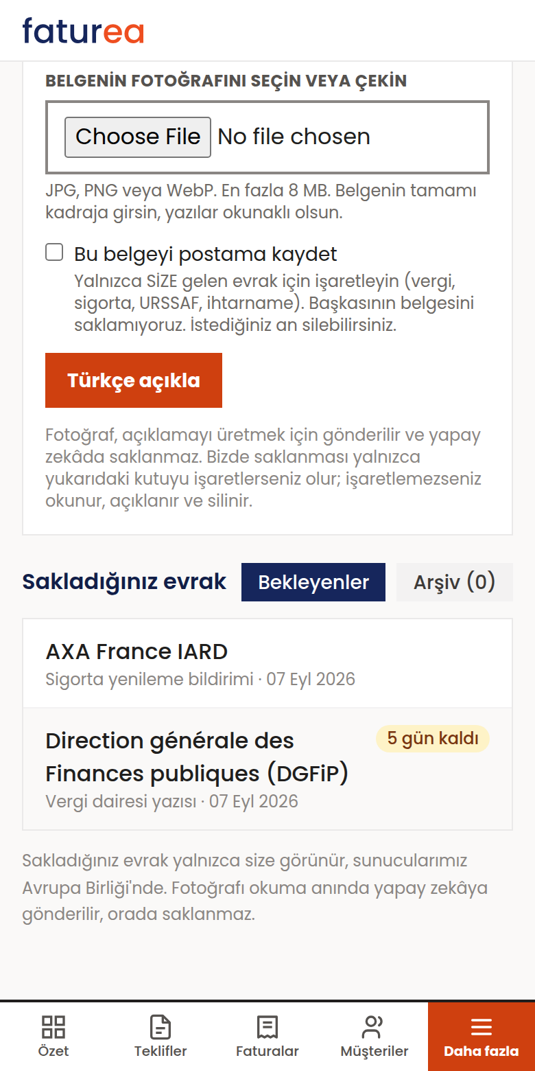 Gelen evrakı saklayabilir miyim? Son tarihi nasıl hatırlarım?
