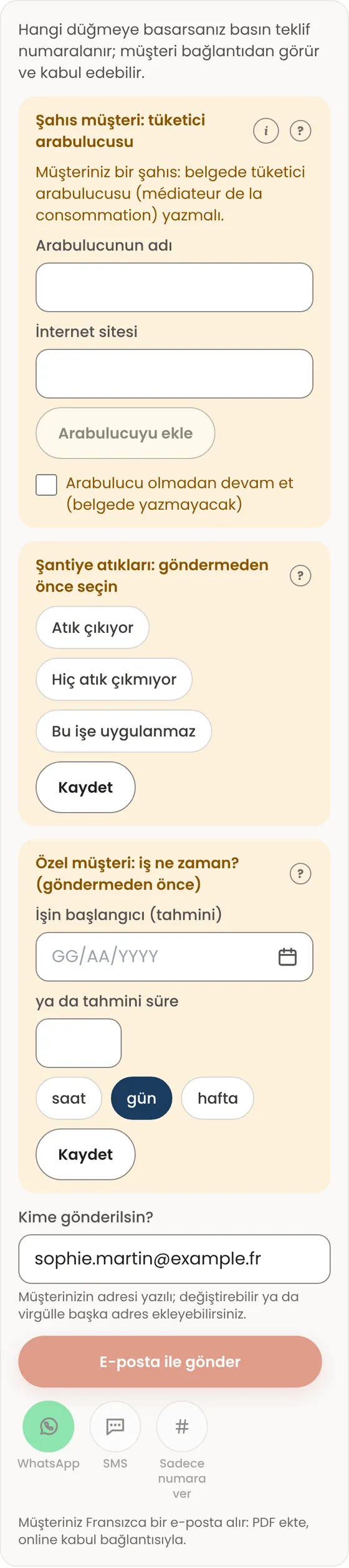 WhatsApp ile gönderebilir miyim?