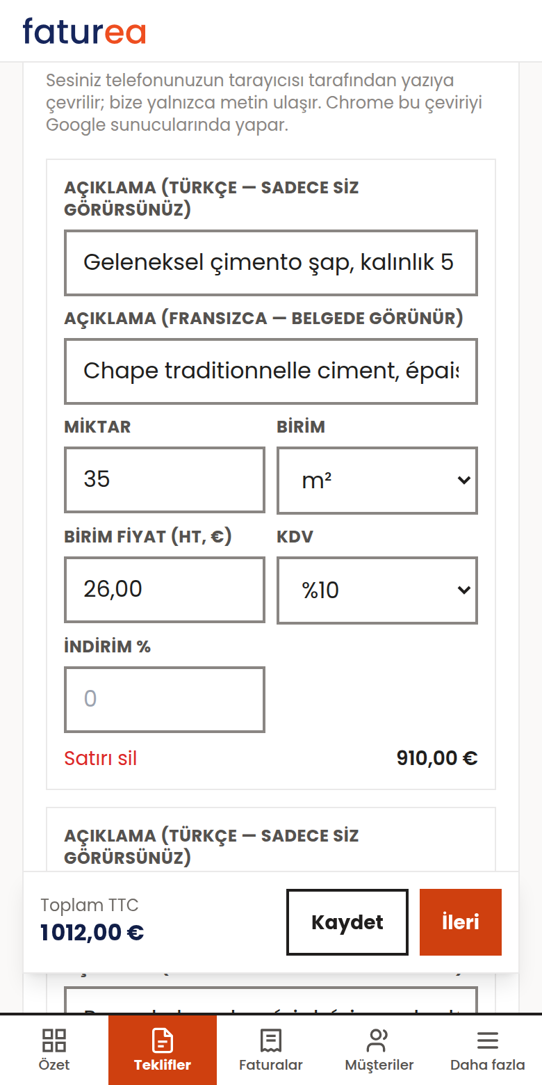Fransızca bilmiyorum, açıklamaları nasıl yazacağım?