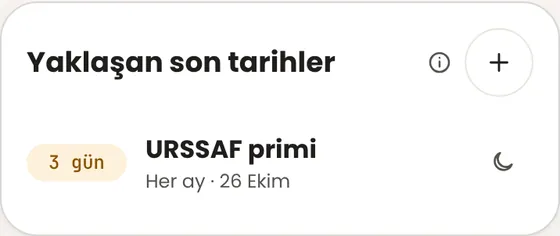 URSSAF ve vergi tarihlerini unutmamak için hatırlatma kurabilir miyim?
